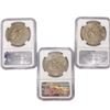Image 2 : 1974 Set (3) Eisenhower Silver Dollars NGC MS65
