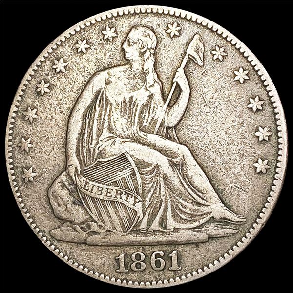 1861 Seated Liberty Half Dollar NICELY CIRCULATED