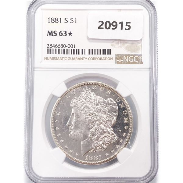 1881-S Morgan Silver Dollar NGC MS63*