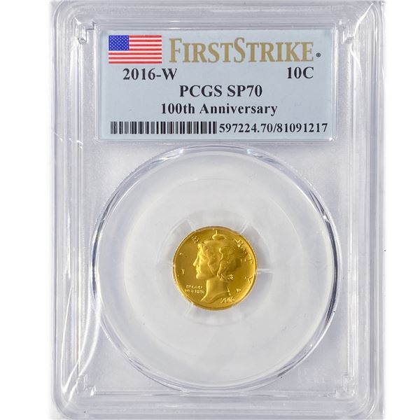 2016-W 1/10oz Gold Mercury Dime PCGS SP70