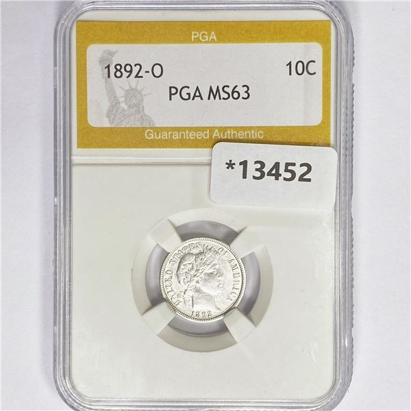 1892-O Barber Dime PGA MS63