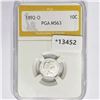 Image 1 : 1892-O Barber Dime PGA MS63