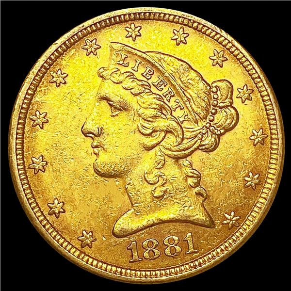 1881 $5 Gold Half Eagle UNCIRCULATED