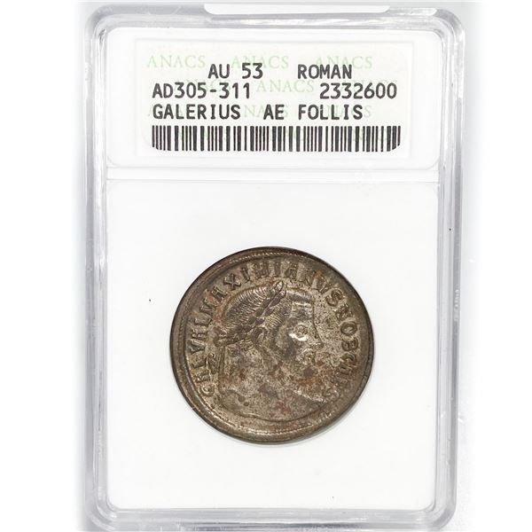 AD 305-311 Roman Galerius AE Follis ANACS AU53