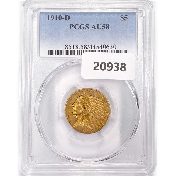 1910-D $5 Gold Half Eagle PCGS AU58