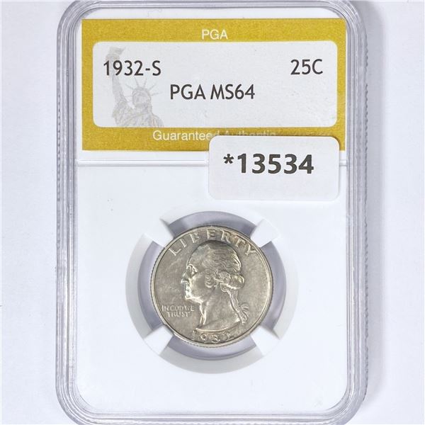 1932-S Wheat Quarter PGA MS64