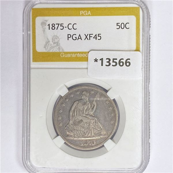 1875-CC Seated Liberty Half Dollar PGA XF45