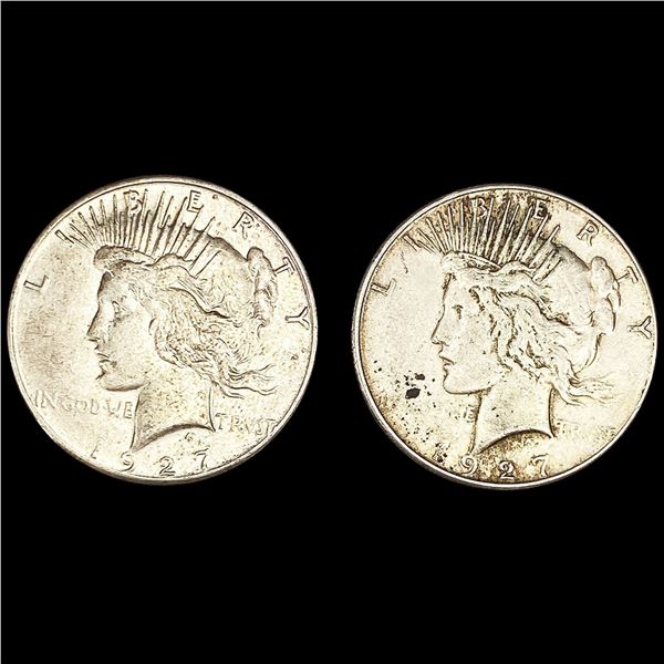 (2) 1927-S Peace Dollars ABOUT UNCIRCULATED