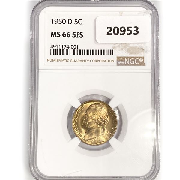 1950-D Jefferson Nickel NGC MS66 5FS