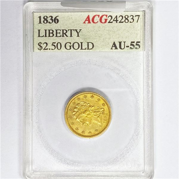 1836 $2.50 Gold Quarter Eagle ACG AU55