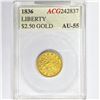 1836 $2.50 Gold Quarter Eagle ACG AU55