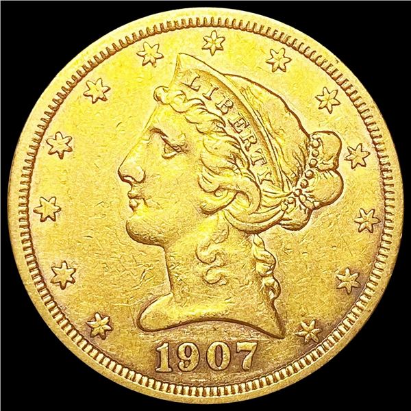 1907-D $5 Gold Half Eagle NICELY CIRCULATED