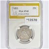 Image 1 : 1853 Seated Liberty Quarter PGA XF40 Arrows &