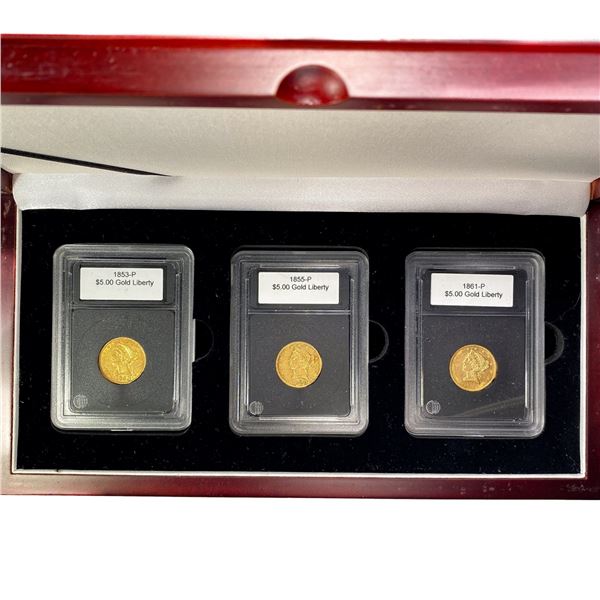 1853-1861 Gold $5 Liberty Set (3 Coins)