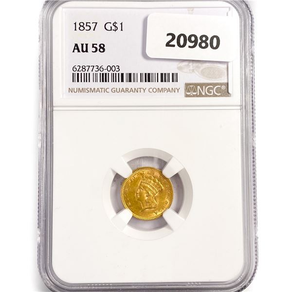 1857 Rare Gold Dollar NGC AU58