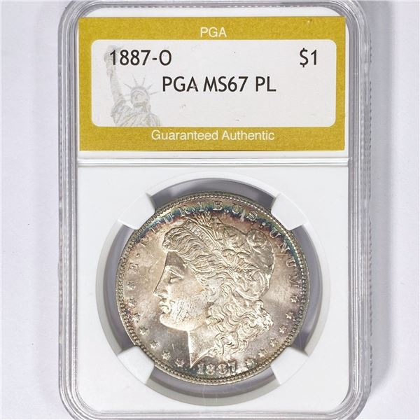 1887-O Morgan Silver Dollar PGA MS67 PL