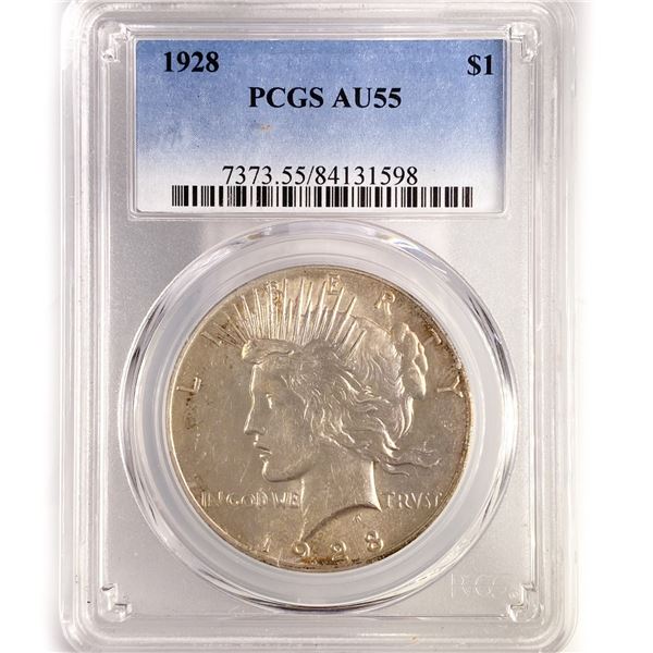 1928 Silver Peace Dollar PCGS AU55