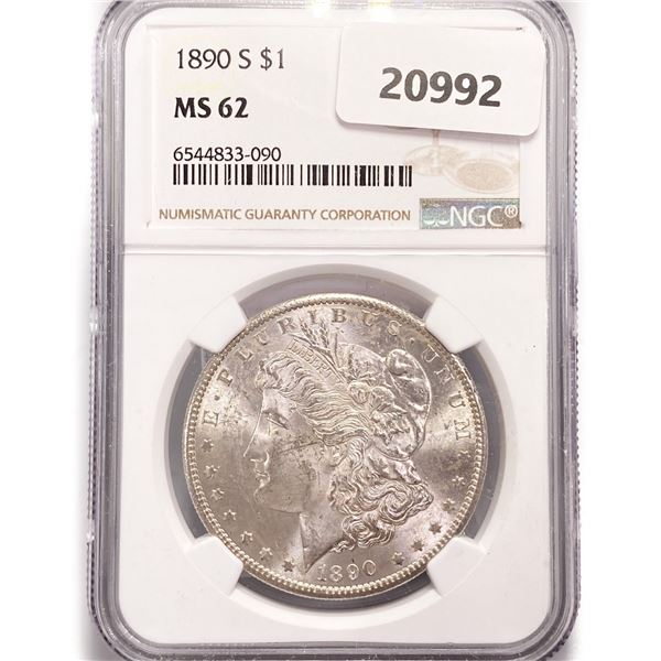 1890-S Morgan Silver Dollar NGC MS62