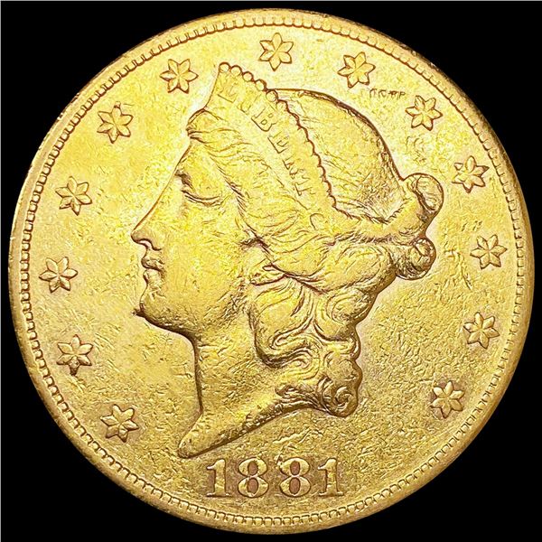 1881-S $20 Gold Double Eagle NEARLY UNCIRCULATED