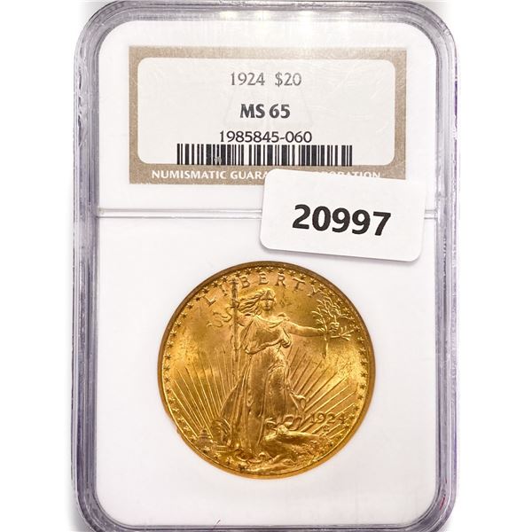 1924 $20 Gold Double Eagle NGC MS65