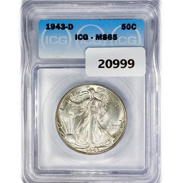 1943-D Walking Liberty Half Dollar ICG MS65