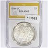 Image 1 : 1891-CC Morgan Silver Dollar PGA MS62