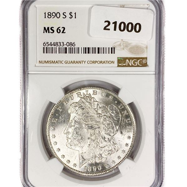 1890-S Morgan Silver Dollar NGC MS62