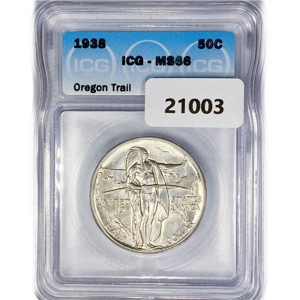 1938 Oregon Trail Half Dollar ICG MS66