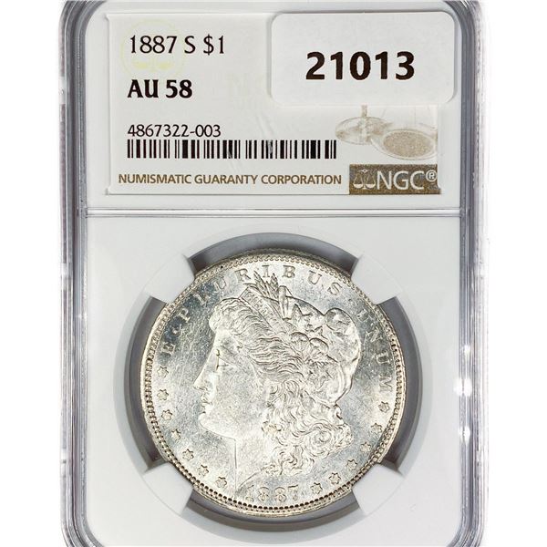 1887-S Morgan Silver Dollar NGC AU58
