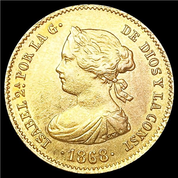 1868 Spain .0971oz Gold 4 Escudo CLOSELY