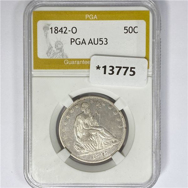 1842-O Seated Liberty Half Dollar PGA AU53