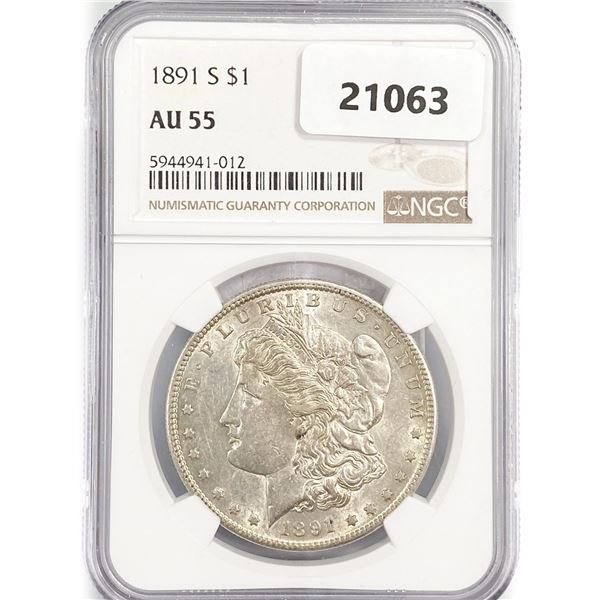 1891 Morgan Silver Dollar NGC AU55