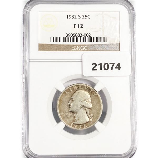 1932-S Washington Silver Quarter NGC F12