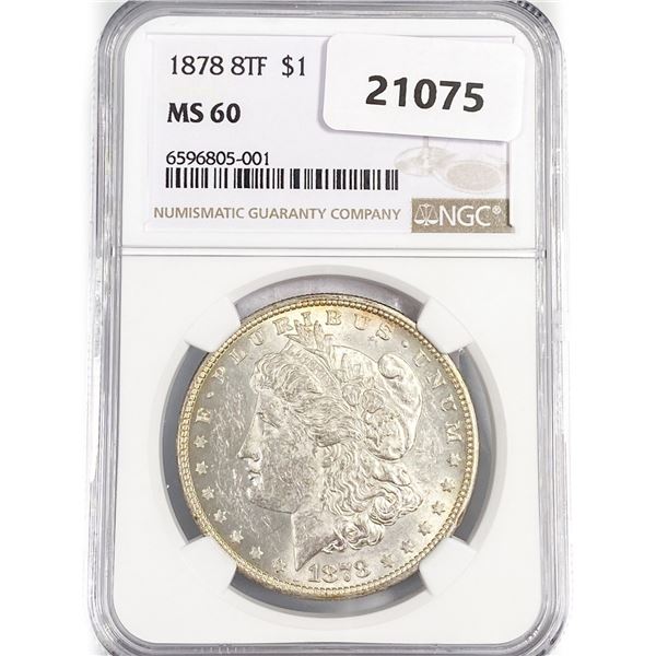 1878 8TF Morgan Silver Dollar NGC MS60