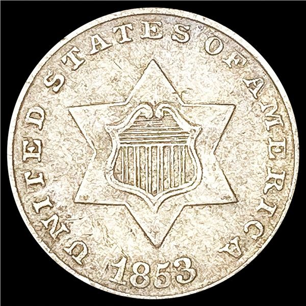 1853 Silver Three Cent CLOSELY UNCIRCULATED