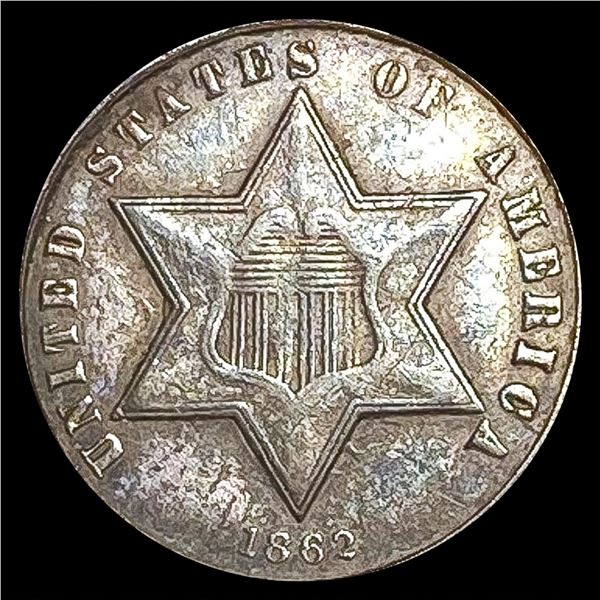 1862 Silver Three Cent CLOSELY UNCIRCULATED