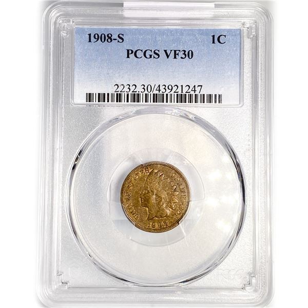 1908-S Indian Head Cent PCGS VF30