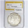 Image 1 : 1881-CC Morgan Silver Dollar PGA MS65