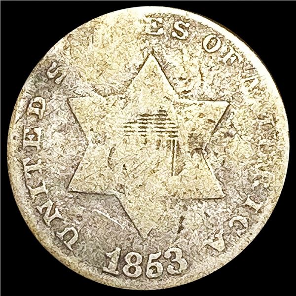 1853 Silver Three Cent NICELY CIRCULATED
