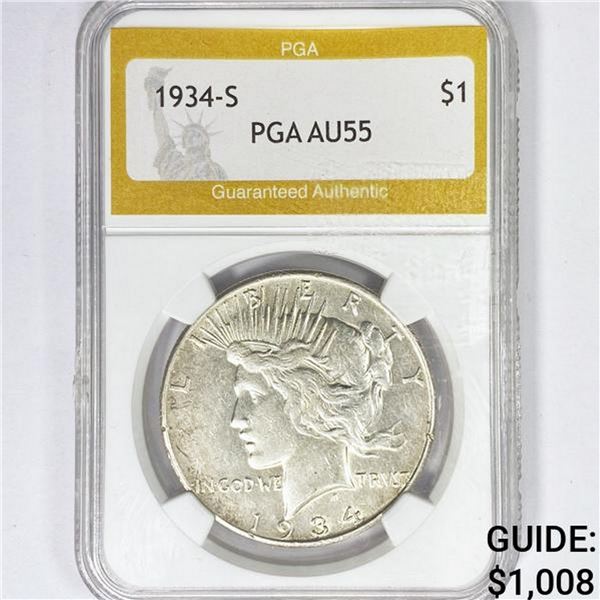1934-S Silver Peace Dollar PGA AU55