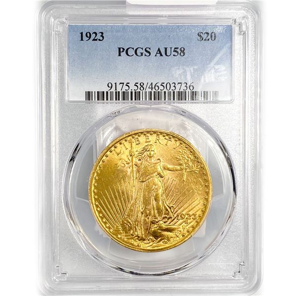 1923 $20 Gold Double Eagle PCGS AU58