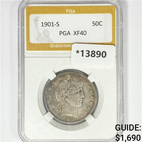 1901-S Barber Half Dollar PGA XF40