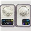 Image 2 : (2) 2000 American Silver Eagles NGC MS69