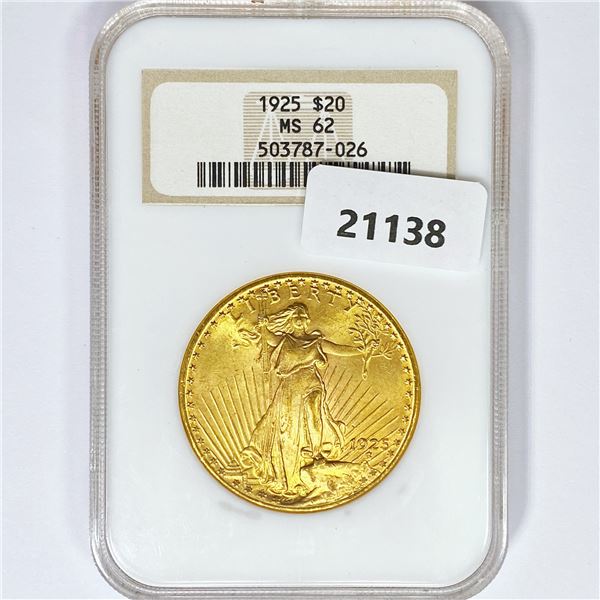 1925 $20 Gold Double Eagle NGC MS62