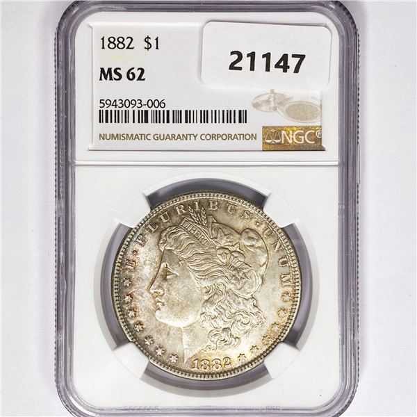 1882 Morgan Silver Dollar NGC MS62