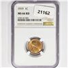 Image 1 : 1919 Wheat Cent NGC MS66 RD