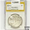 1879-S Morgan Silver Dollar PGA MS63+ Rev of 78