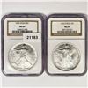 Image 1 : 1992 Set (2) American Silver Eagle NGC MS69