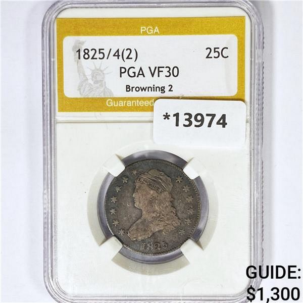 1825/4(2) Capped Bust Quarter PGA VF30 Browning 2