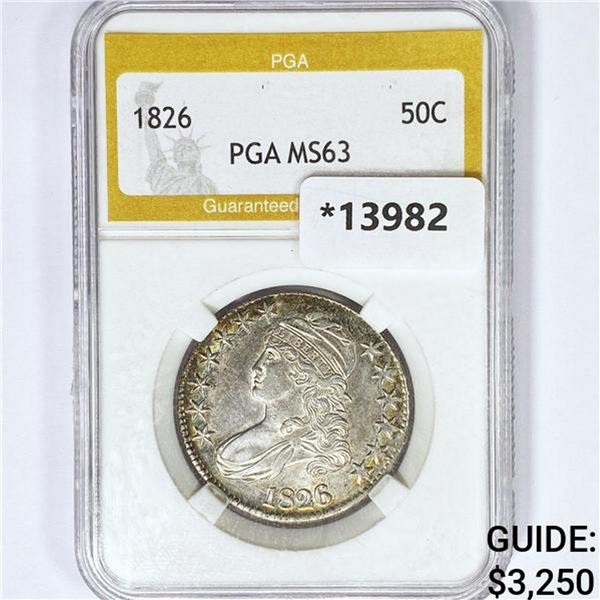 1826 Capped Bust Half Dollar PGA MS63